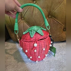 Target Kate Spade Strawberry Shaped Woven Bag with Pearls